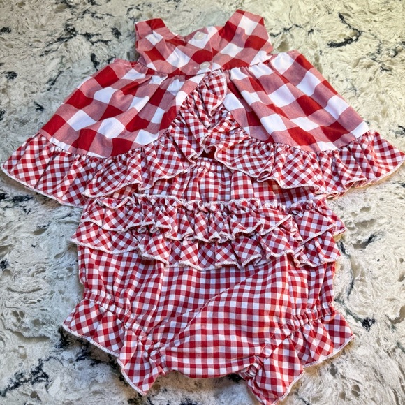 Rare Editions 2pc Red Gingham Ruffle Split back Set - Picture 6 of 9